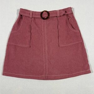 IZ Byer girls'Belted A-Line Skirt in Dusty Rose Size 10 EUC.